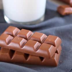 stack of vegan chocolate bars.