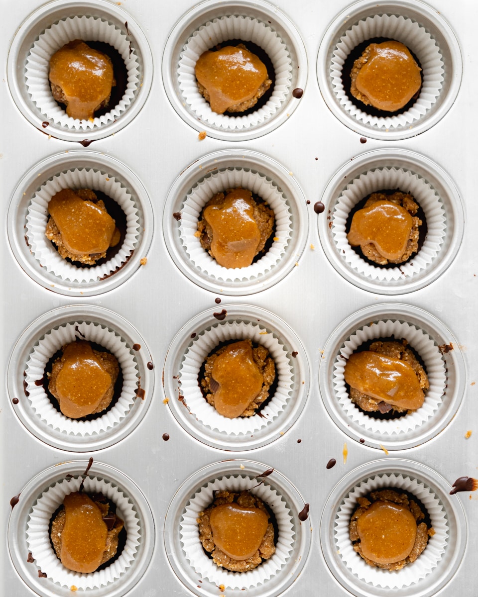 making vegan cookie dough peanut butter cups.