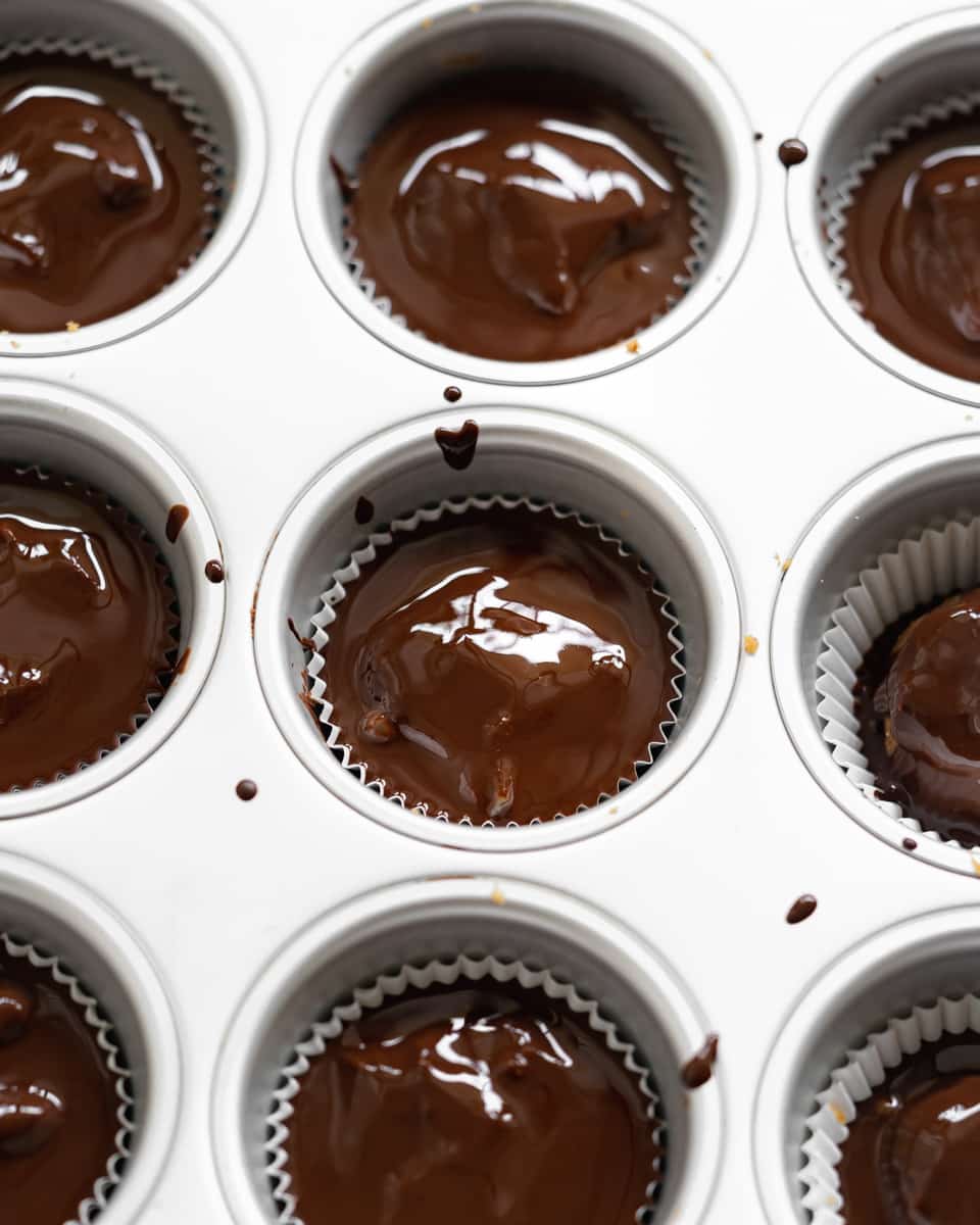 making vegan peanut butter cups.