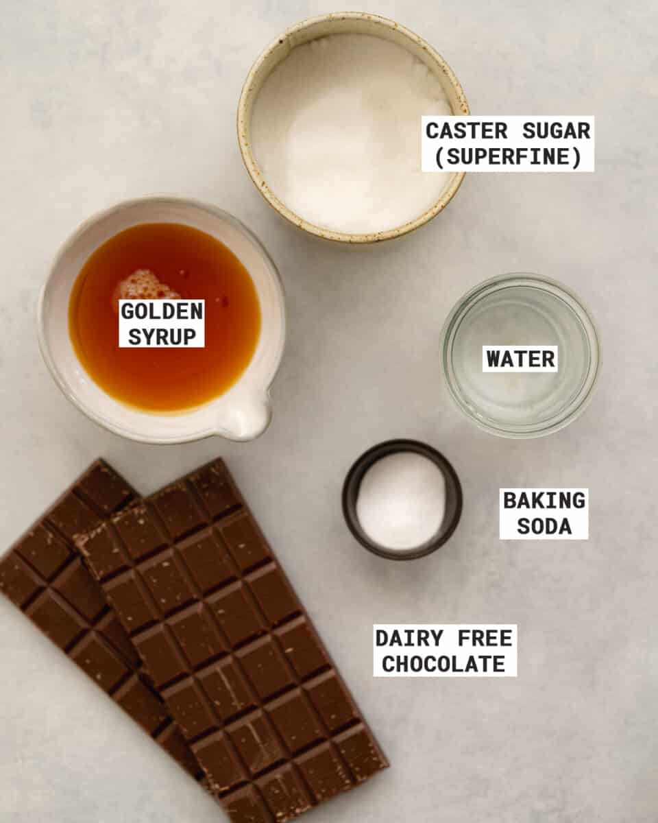 ingredients for making homemade vegan crunchie bars.