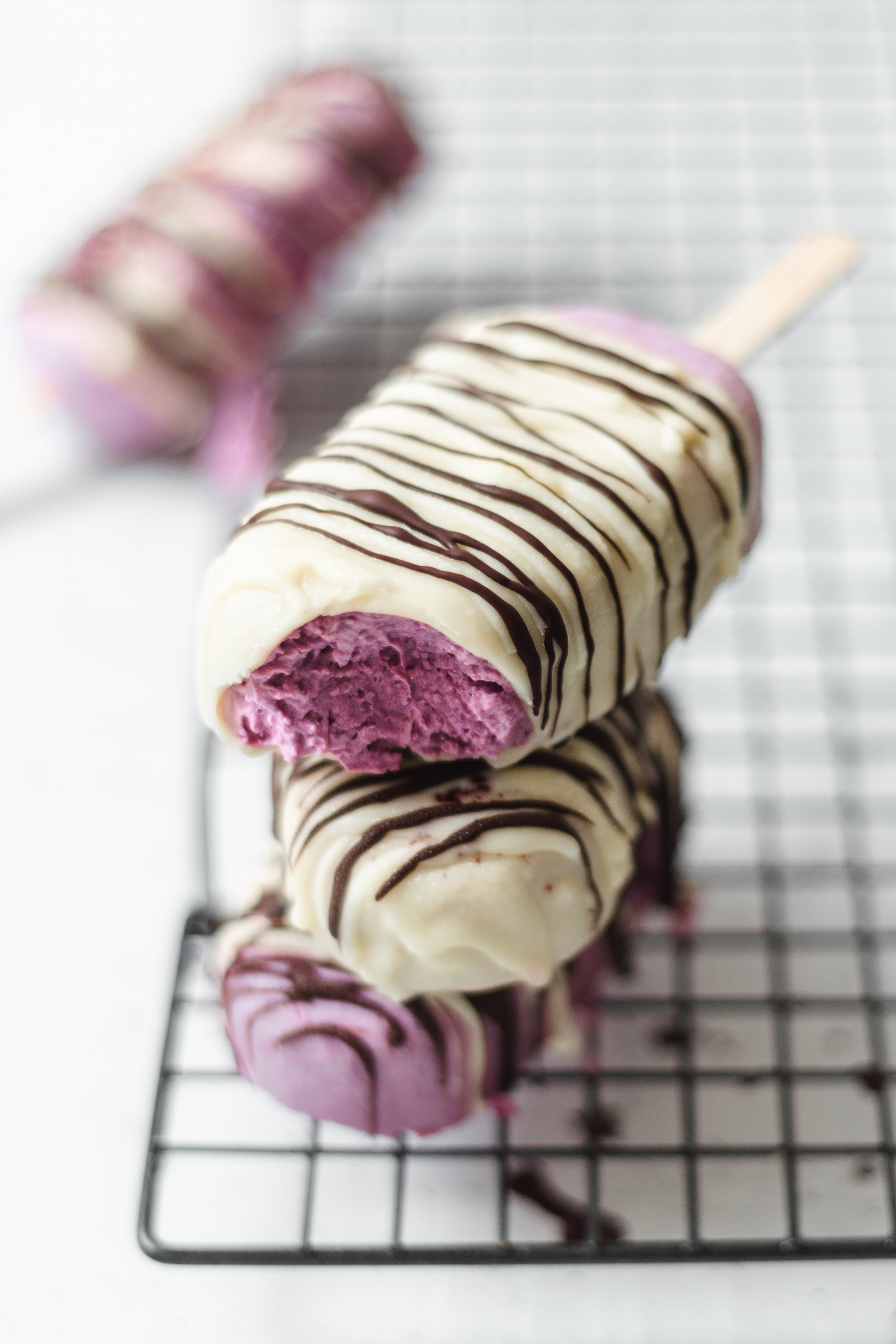 Blackberry white chocolate magnum ice-creams. Dairy free and vegan recipe