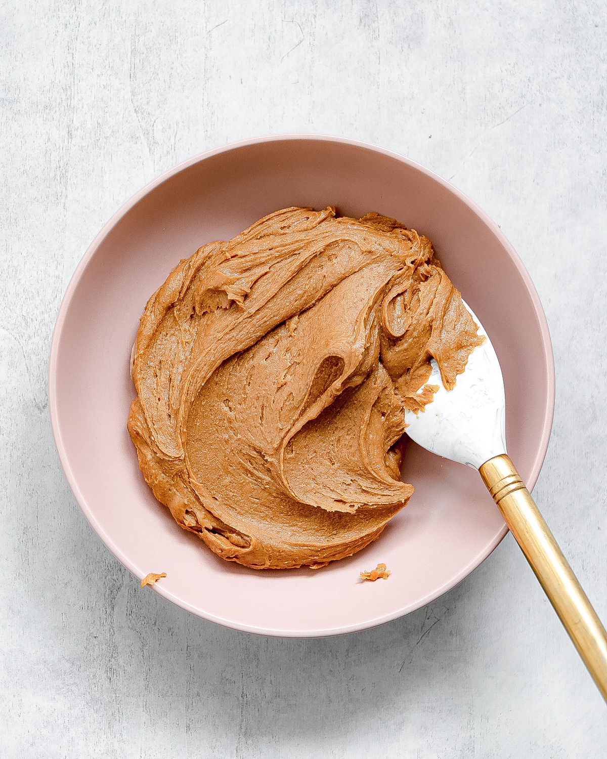 cookie dough fudge in a pink bowl.