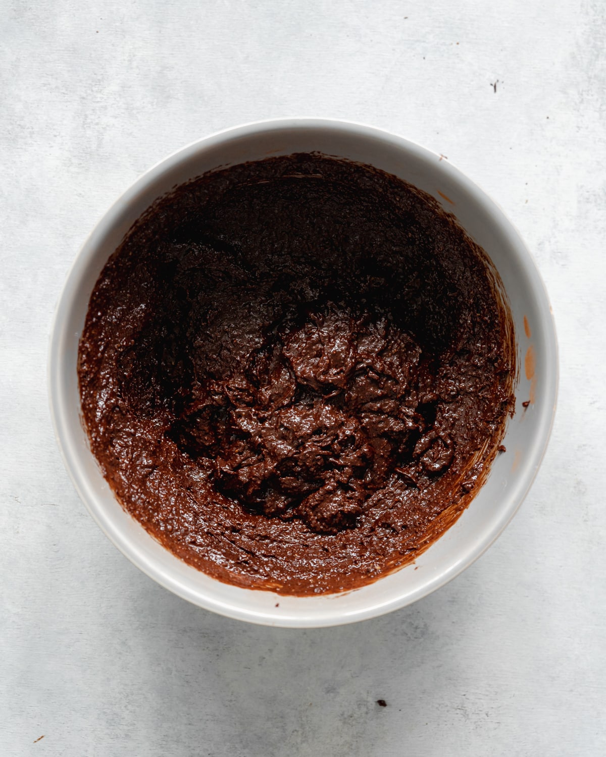 brownie batter in a bowl.