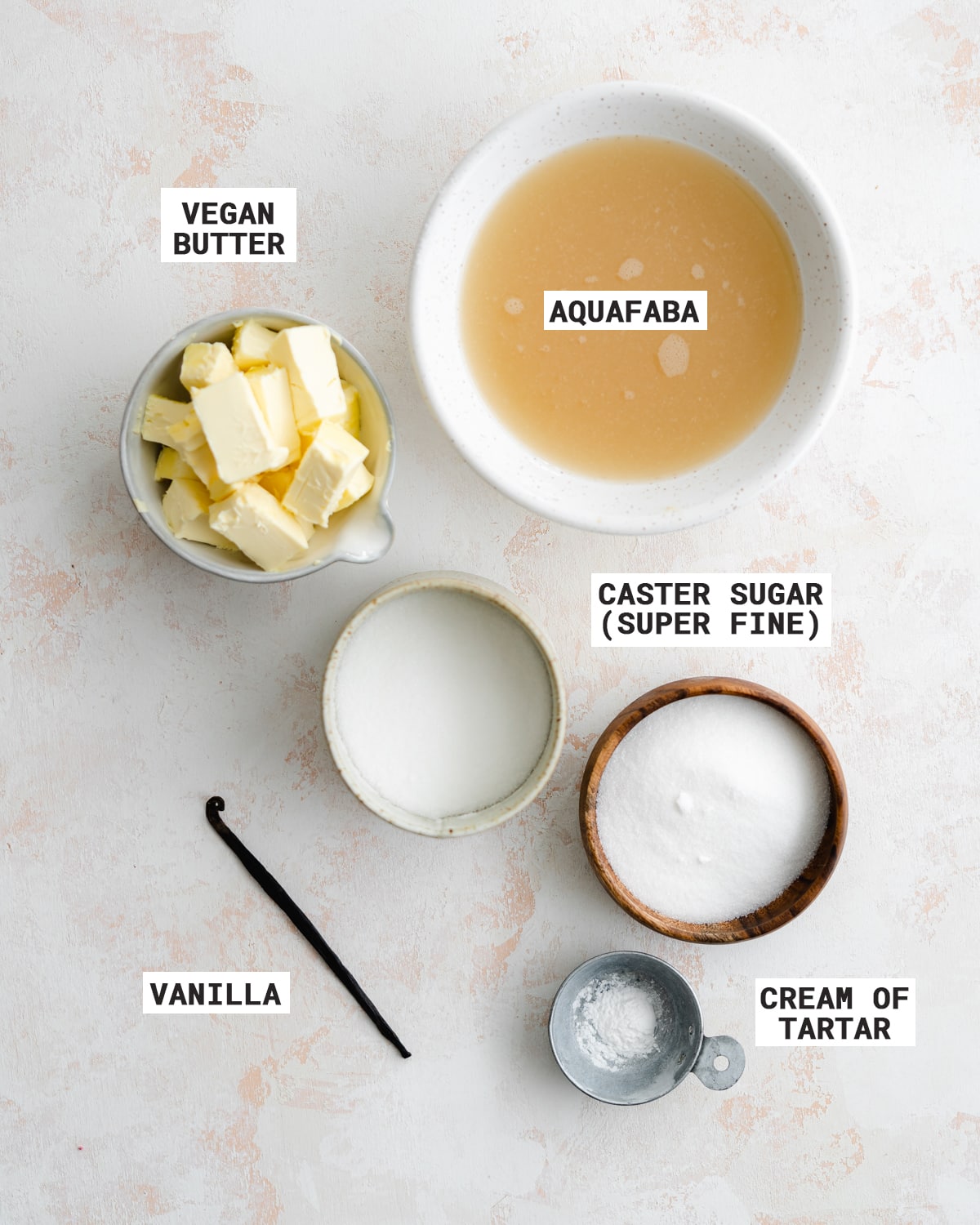 ingredients for vegan italian meringue buttercream.