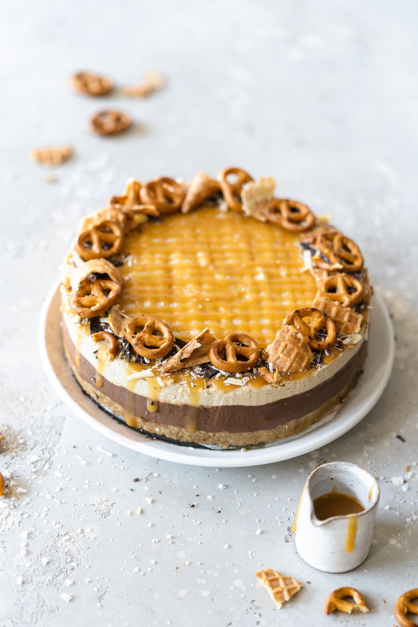 Caramel chocolate nut-free cheesecake