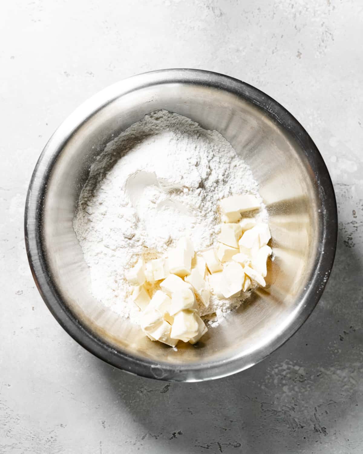 butter and flour in a bowl.
