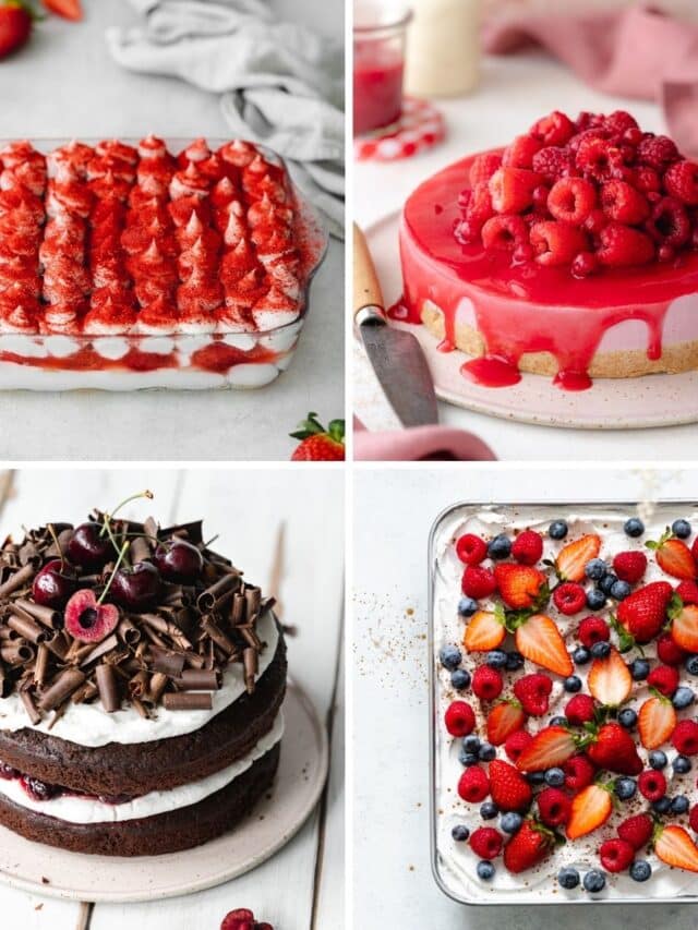 collage of desserts for mothers day.