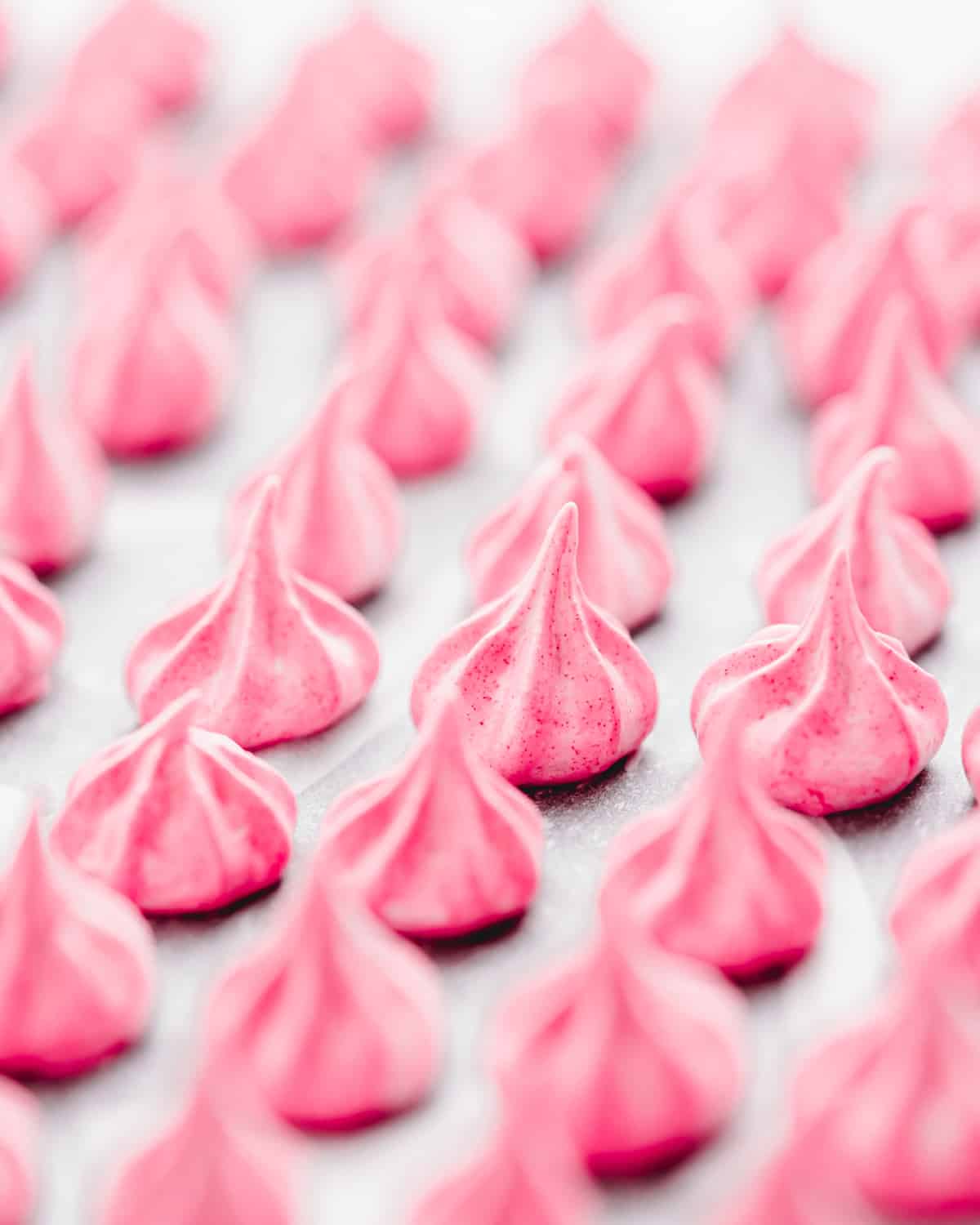 pink meringue kisses.