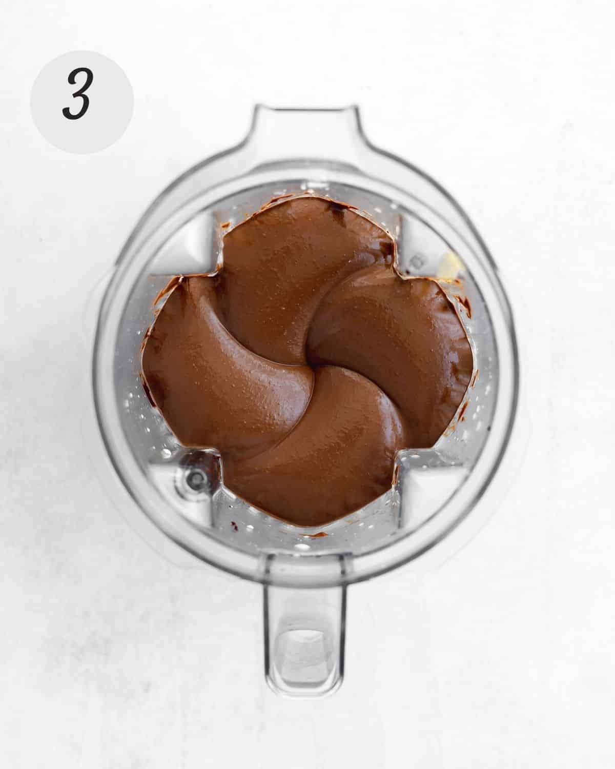 creamy chocolate ganache in blender.