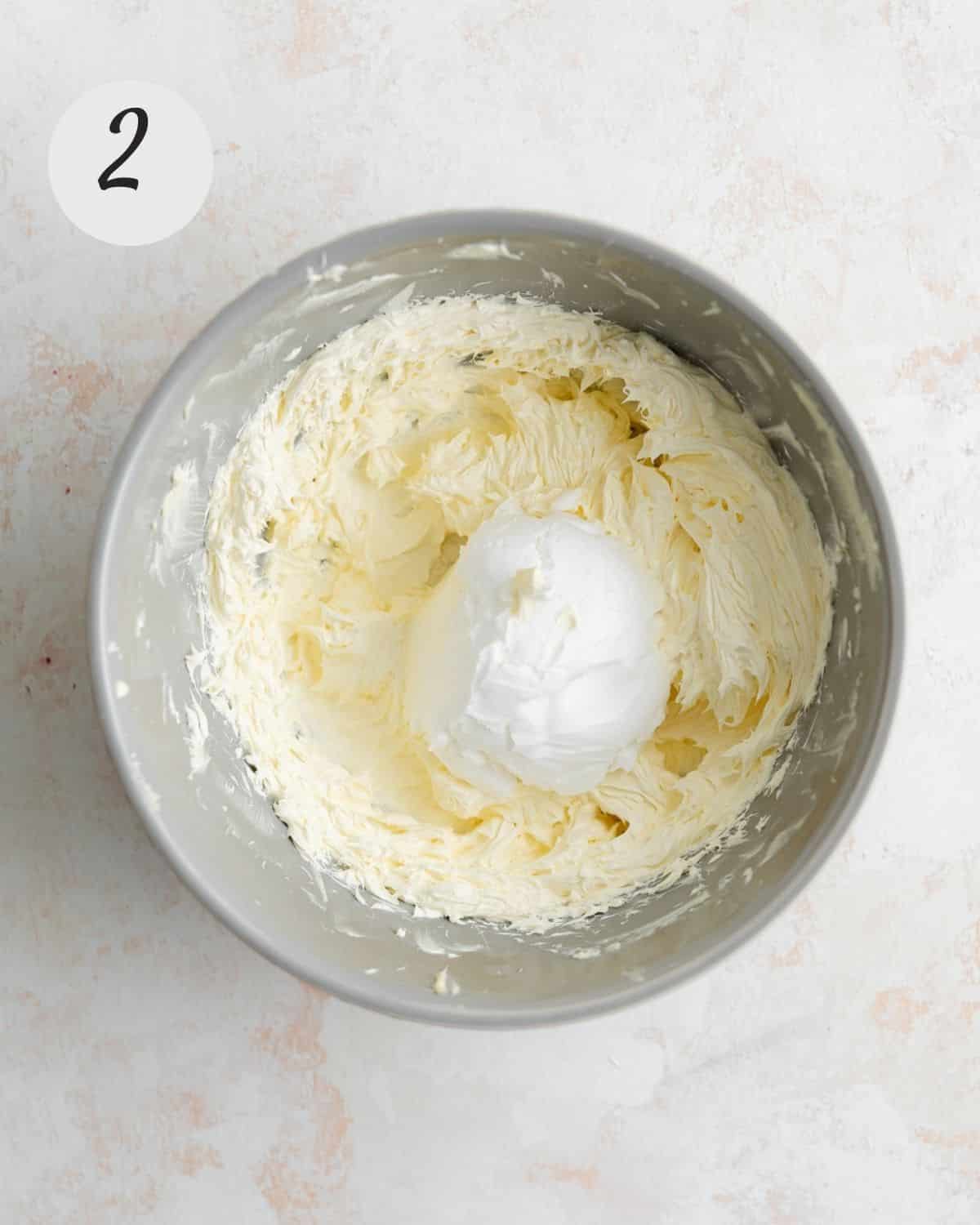 step two making dairy free cream cheese frosting.