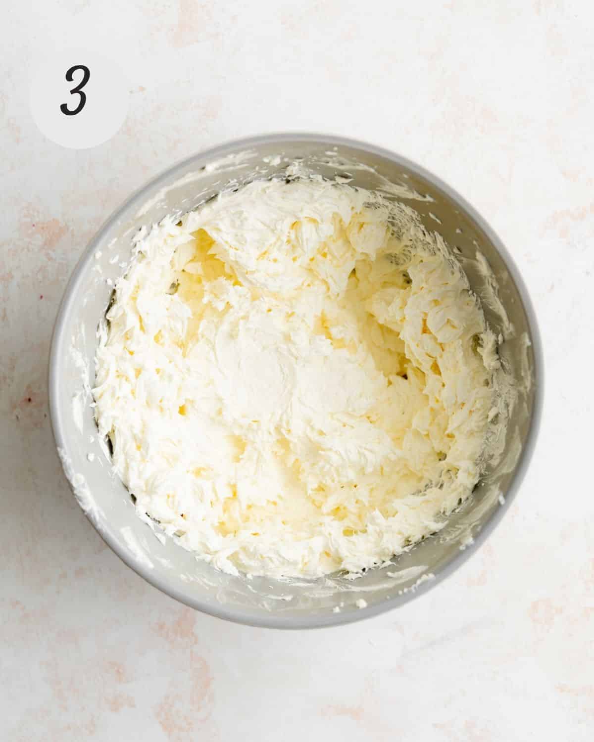 step three making dairy free cream cheese frosting.