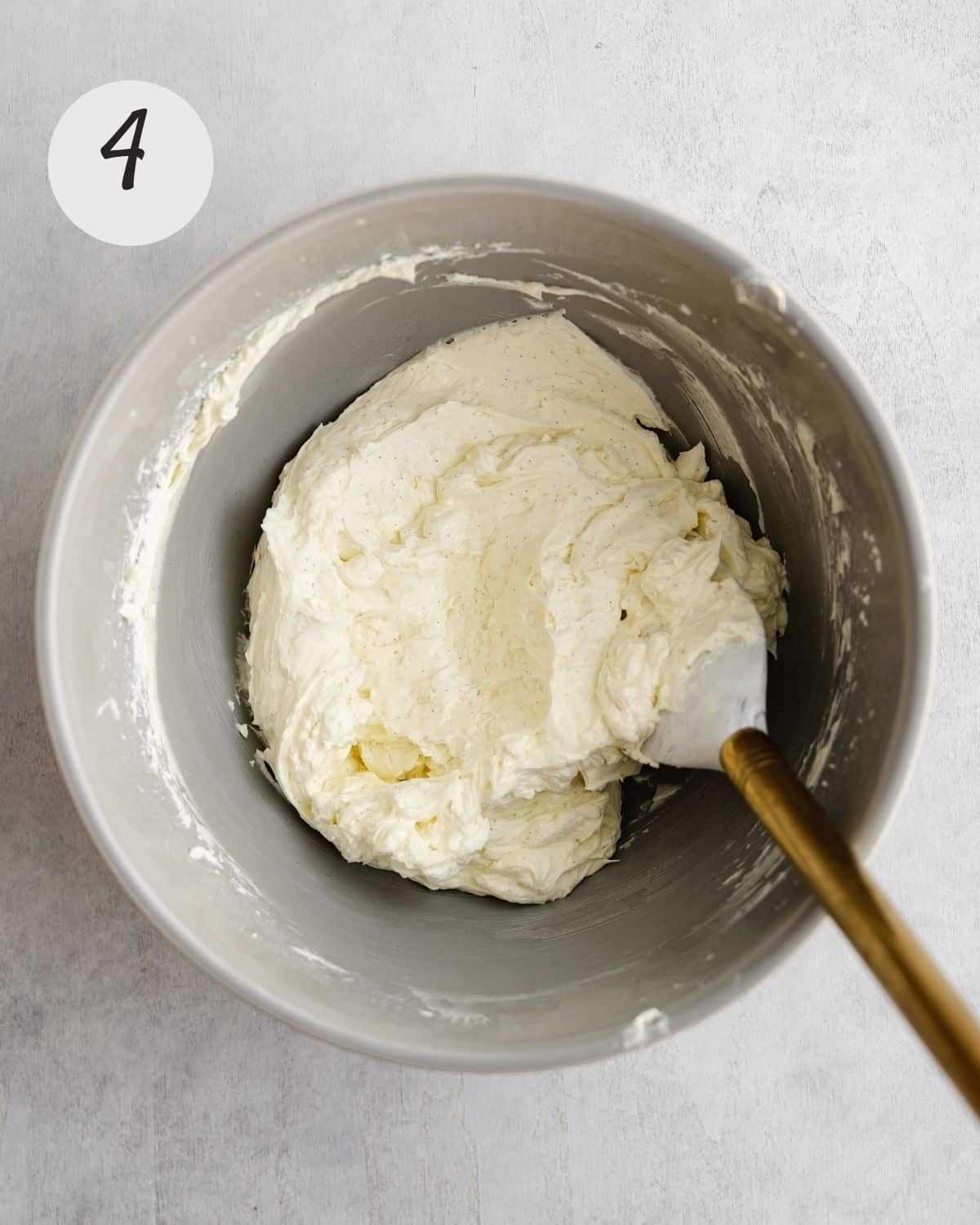 step four making dairy free cream cheese frosting.