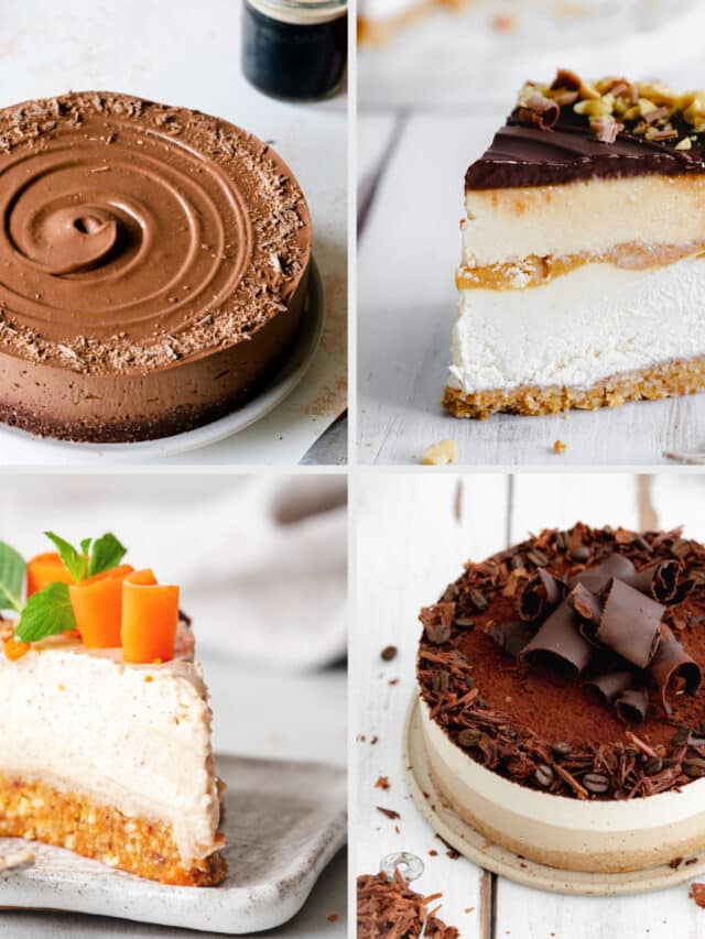 collage of vegan cheesecake recipes.