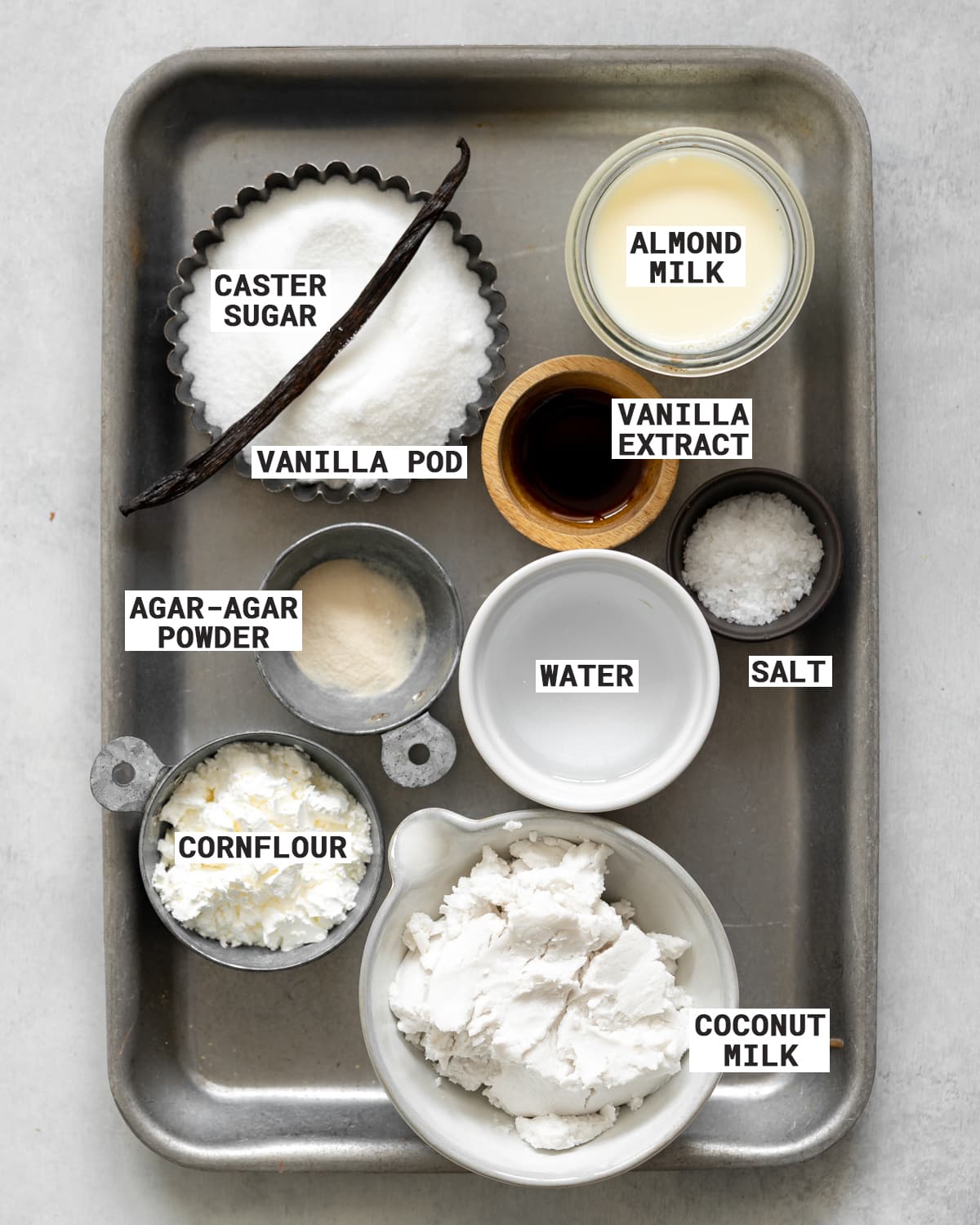 ingredients for vegan flan.