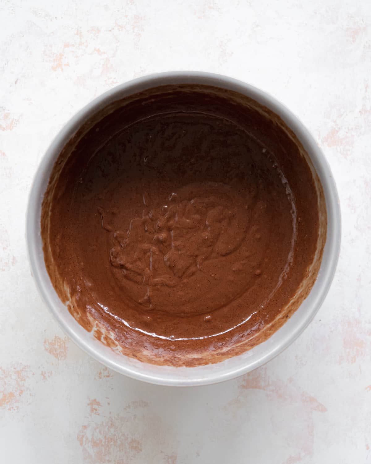 chocolate cake batter in a large bowl.