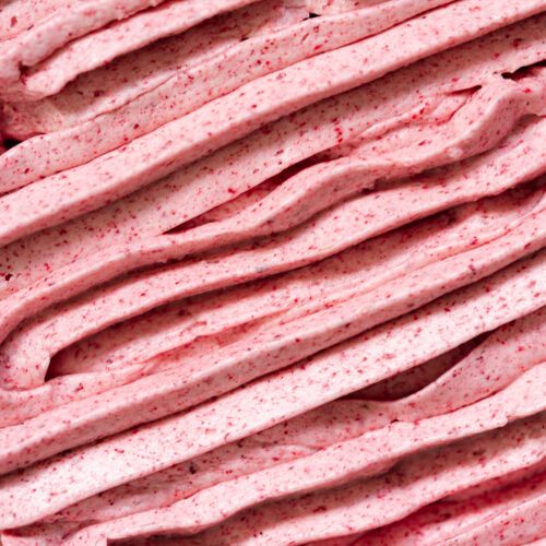 close up of vegan raspberry frosting.