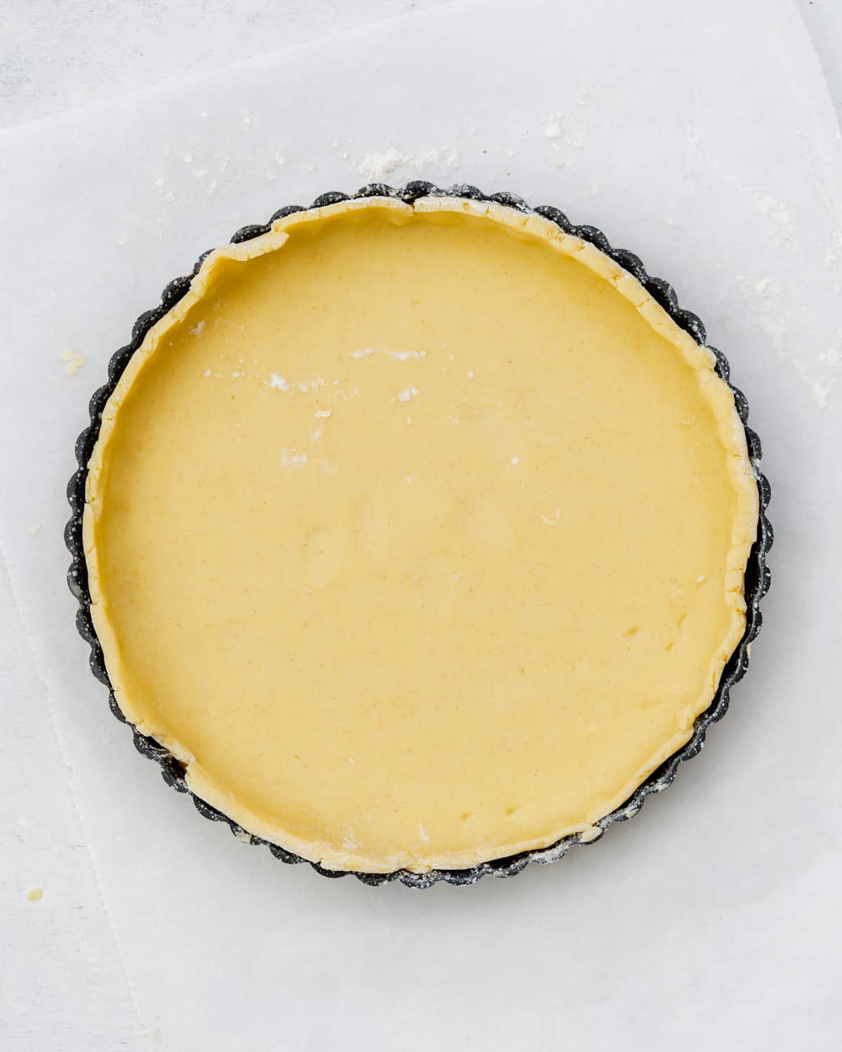 vegan pastry in a tart tin.