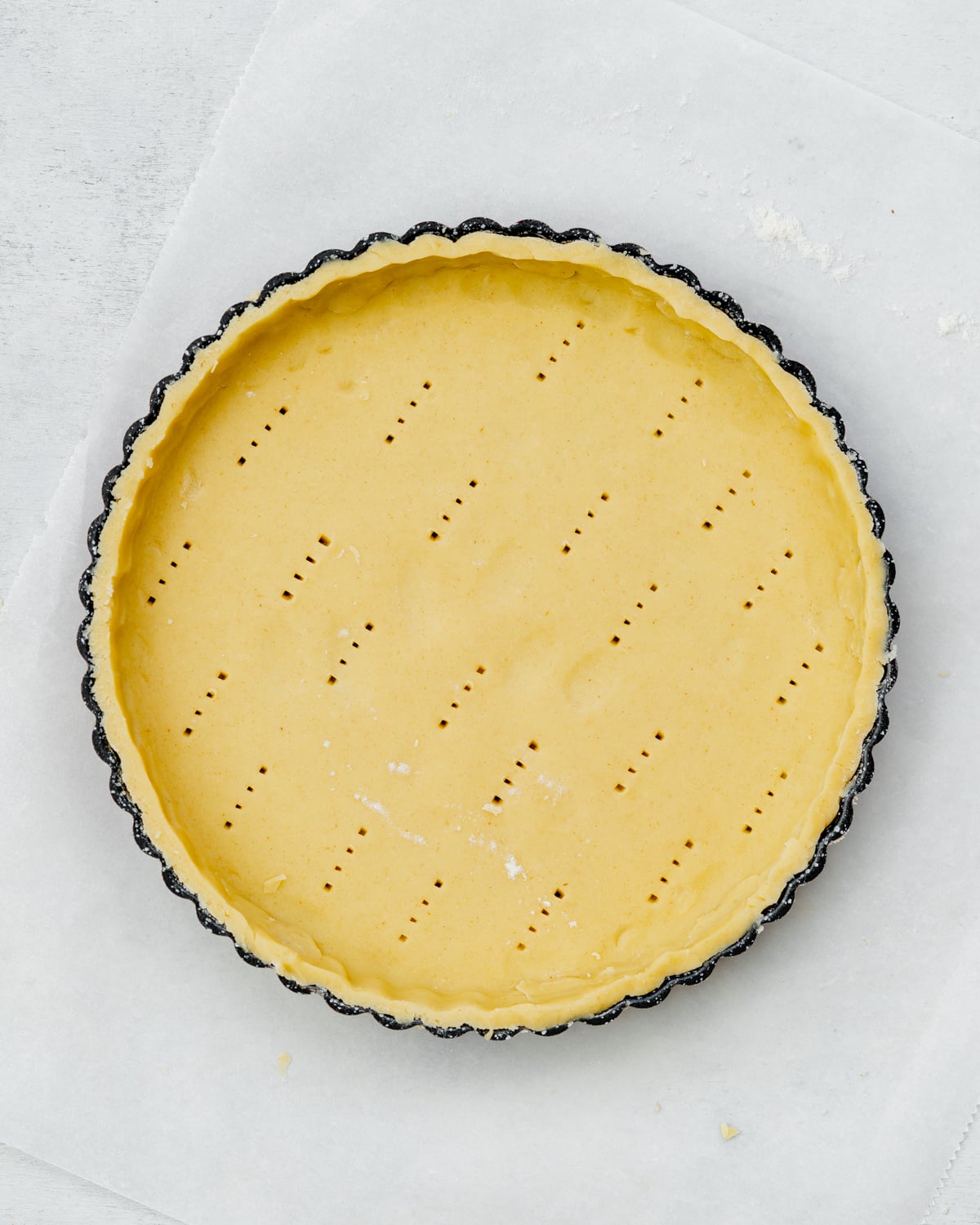 vegan pastry in a tart tin.