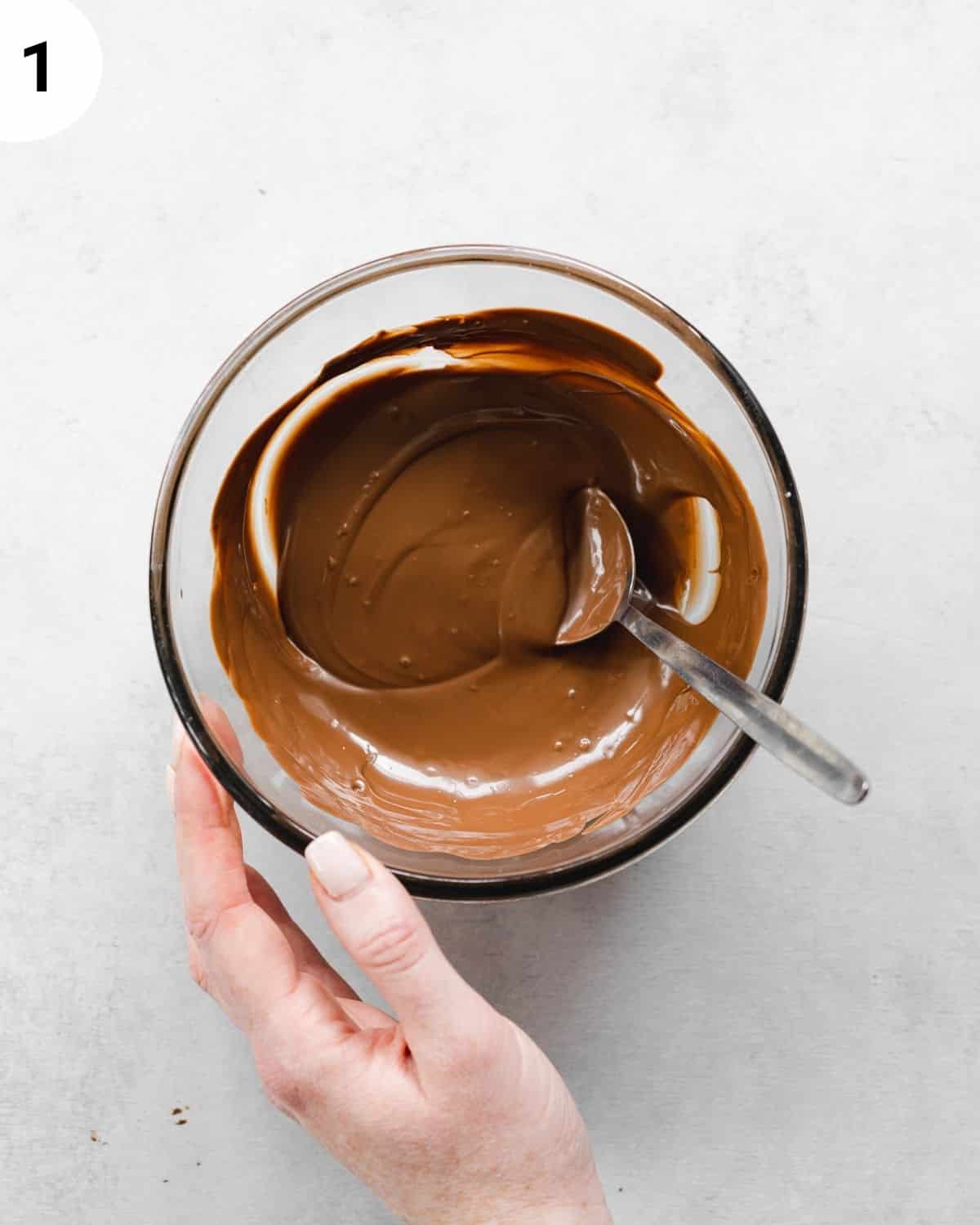 bowl of melted chocolate.