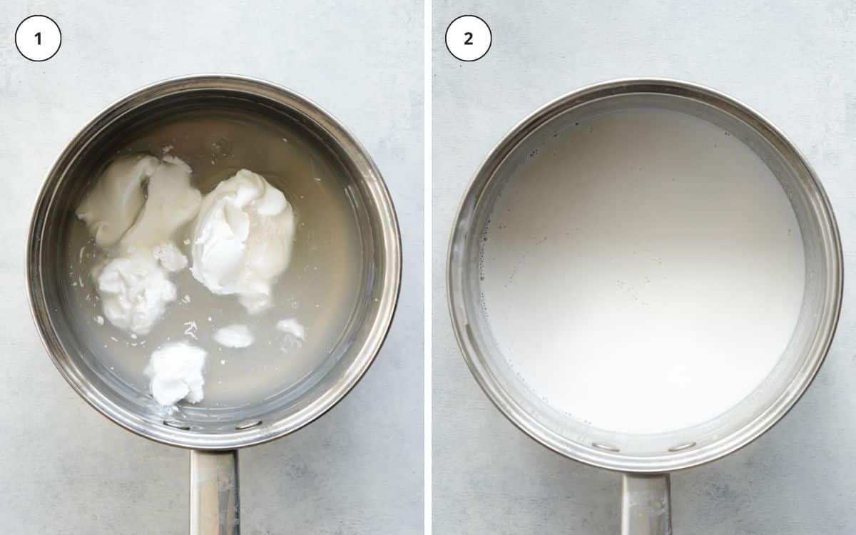 coconut milk in a saucepan.