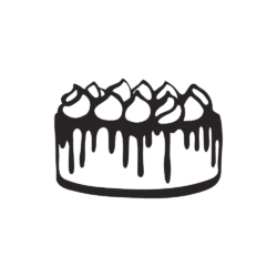 outline drawing of a slice of cake.