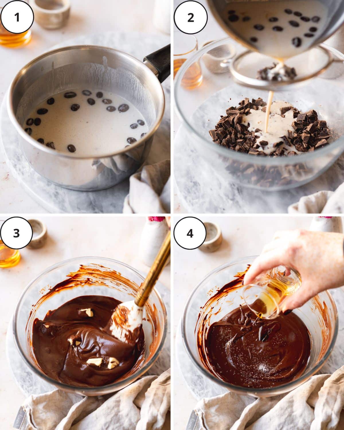 melting chocolate and coconut milk in a large clear mixing bowl.