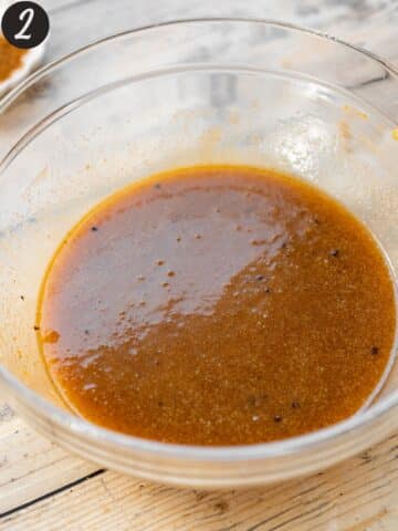 Wet ingredients after adding the pumpkin puree, vanilla extract, aquafaba and espresso powder.