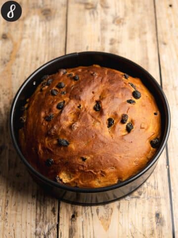 a freshly baked barmbrack loaf straight from the oven.