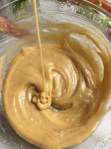 brown butter glaze in a glass bowl.