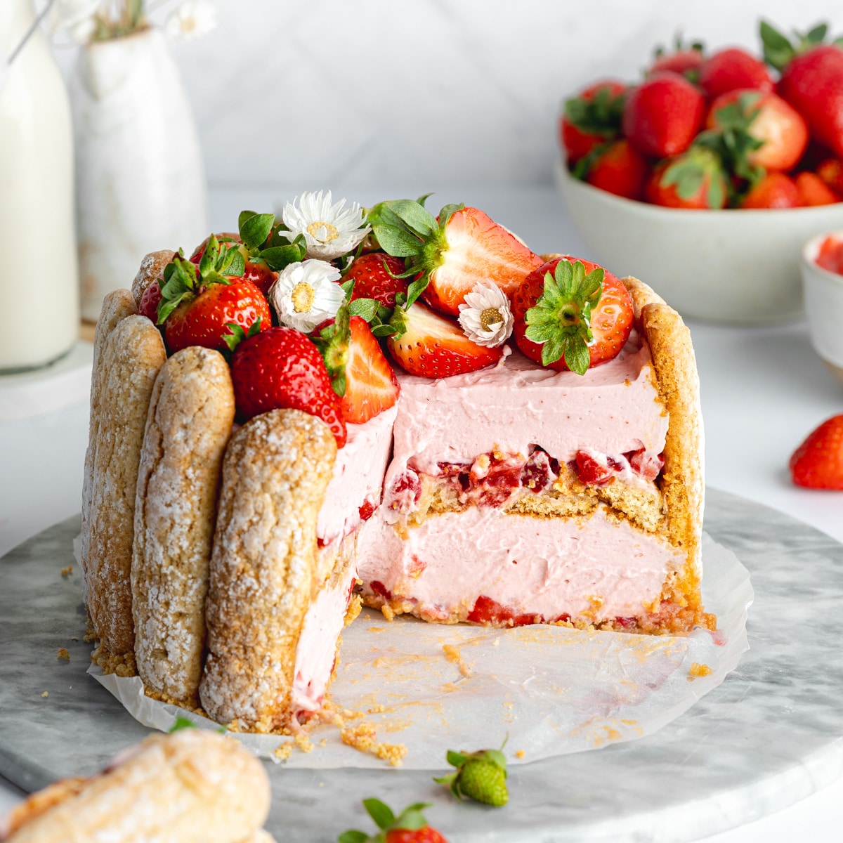 Charlotte Aux Fraises (no eggs, no gelatin)