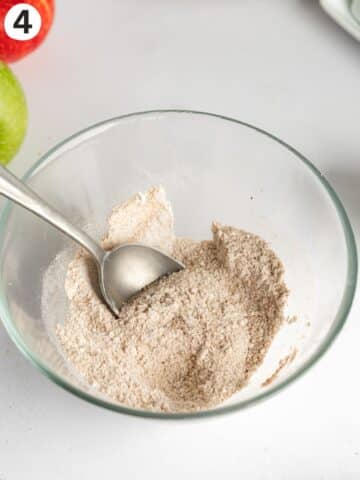 sugar, vanilla, flour, and cinnamon mixed together in a small bowl.