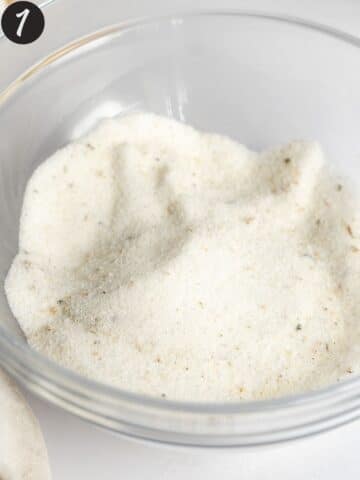 sugar flavored with real vanilla bean in a large miing bowl.