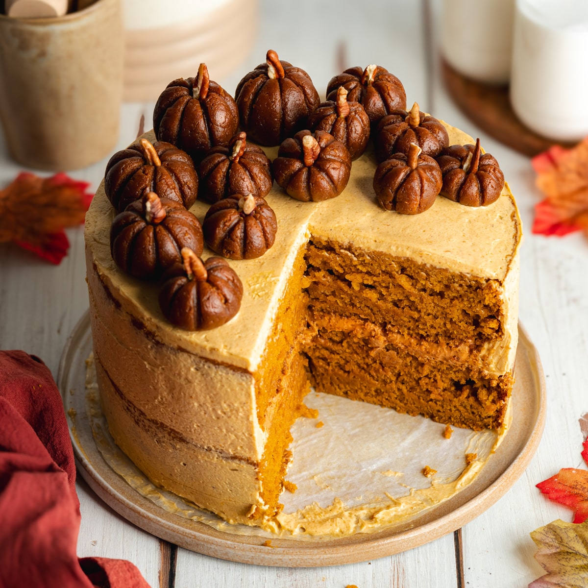 Vegan Pumpkin Cake With Pumpkin Cream Cheese Frosting