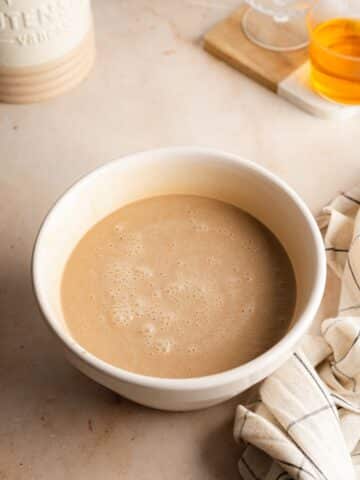 baileys in a bowl before being transferred to a bottle.