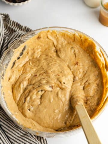 sticky toffee cake batter with date paste folded through.