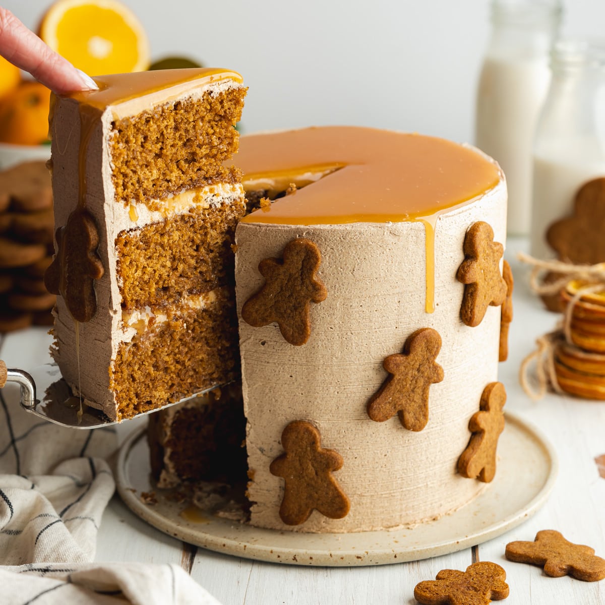 Vegan Orange Caramel Gingerbread Cake