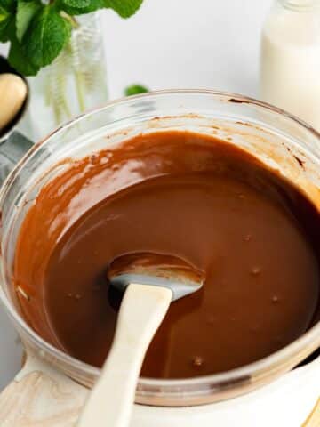 chocolate ganache in a mixing bowl.