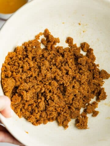 brown sugar with fresh orange zest rubbed into it.