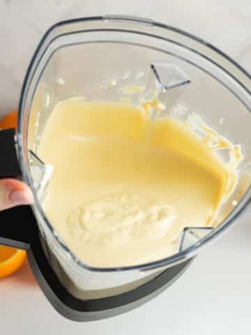 orange cream cheese filling in a high speed blender.