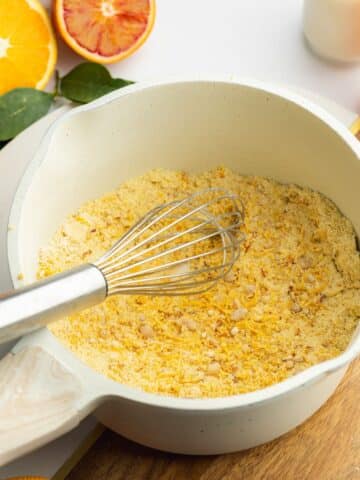 orange zest, cornstarch, and sugar whisked in a small saucepan.