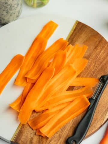 carrots cut into thin strips.