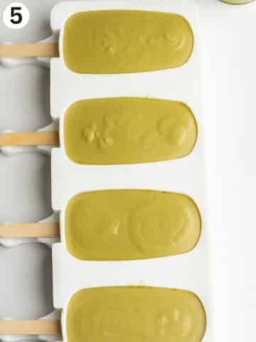 pistachio ice cream bars before freezing.