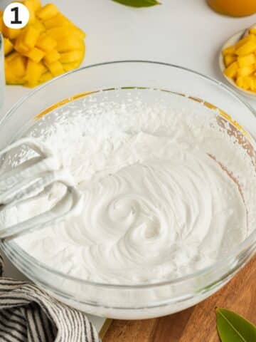 whipped coconut cream in a bowl.