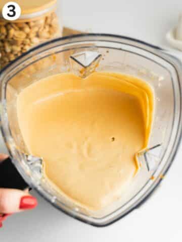 peanut butter cream cheese filling in a blender jug.