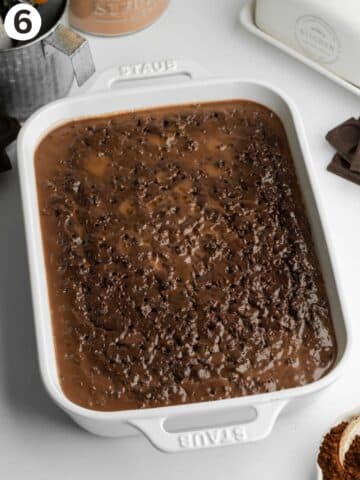 chocolate tres leches soaked in chocolate milk syrup.