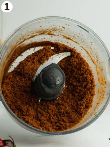 crushed cookies and melted butter in a food processor.