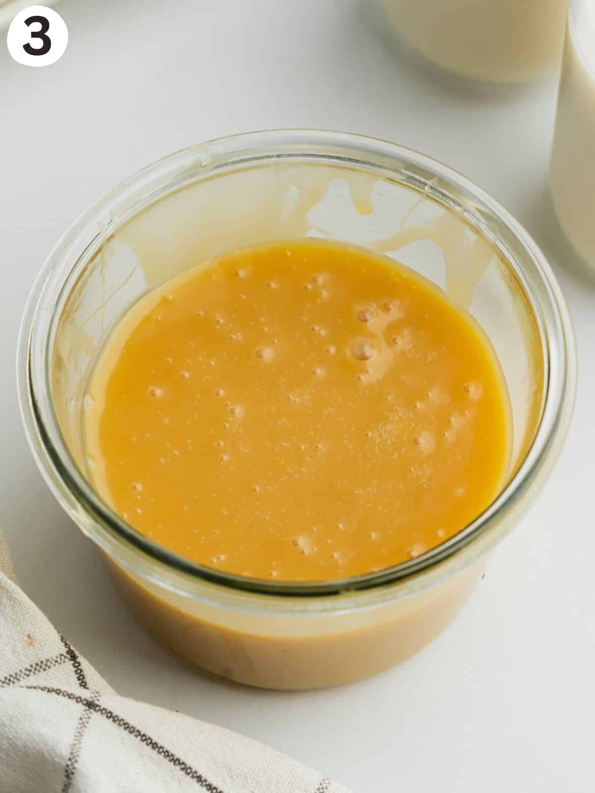 a glass jar of homemade vegan dulce de leche.