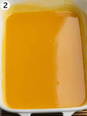 condensed coconut milk after thickening in the oven.